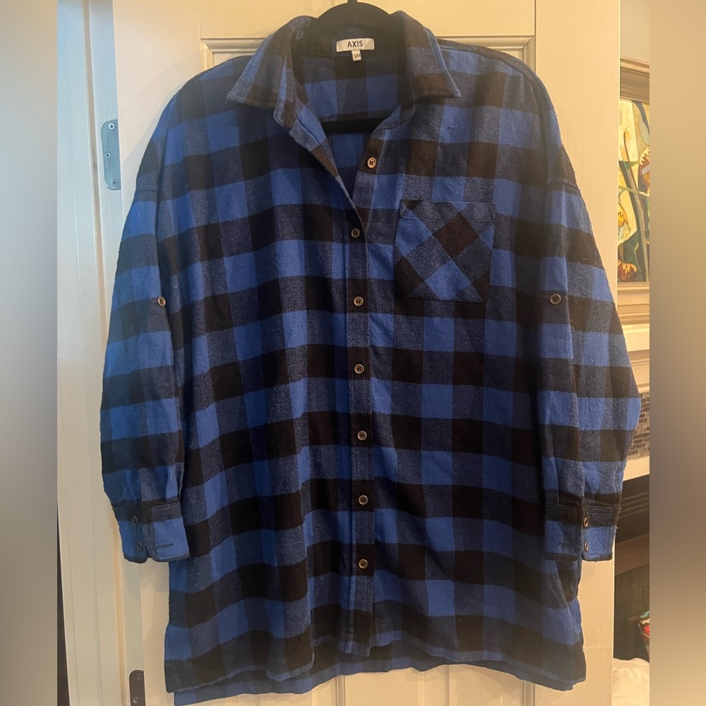 Royal Blue + Black Oversized Plaid Tunic 💙🖤